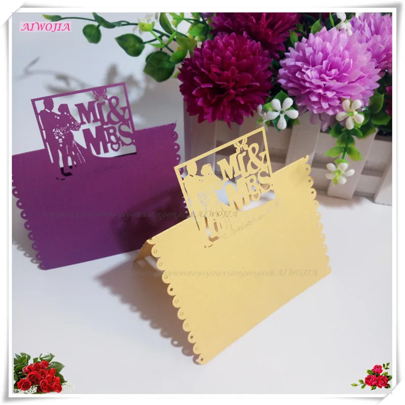 10pcs Laser Cut MR &amp MRS Place Card Table Name Wedding Party Bridal Decoration Shower Seat 7z |