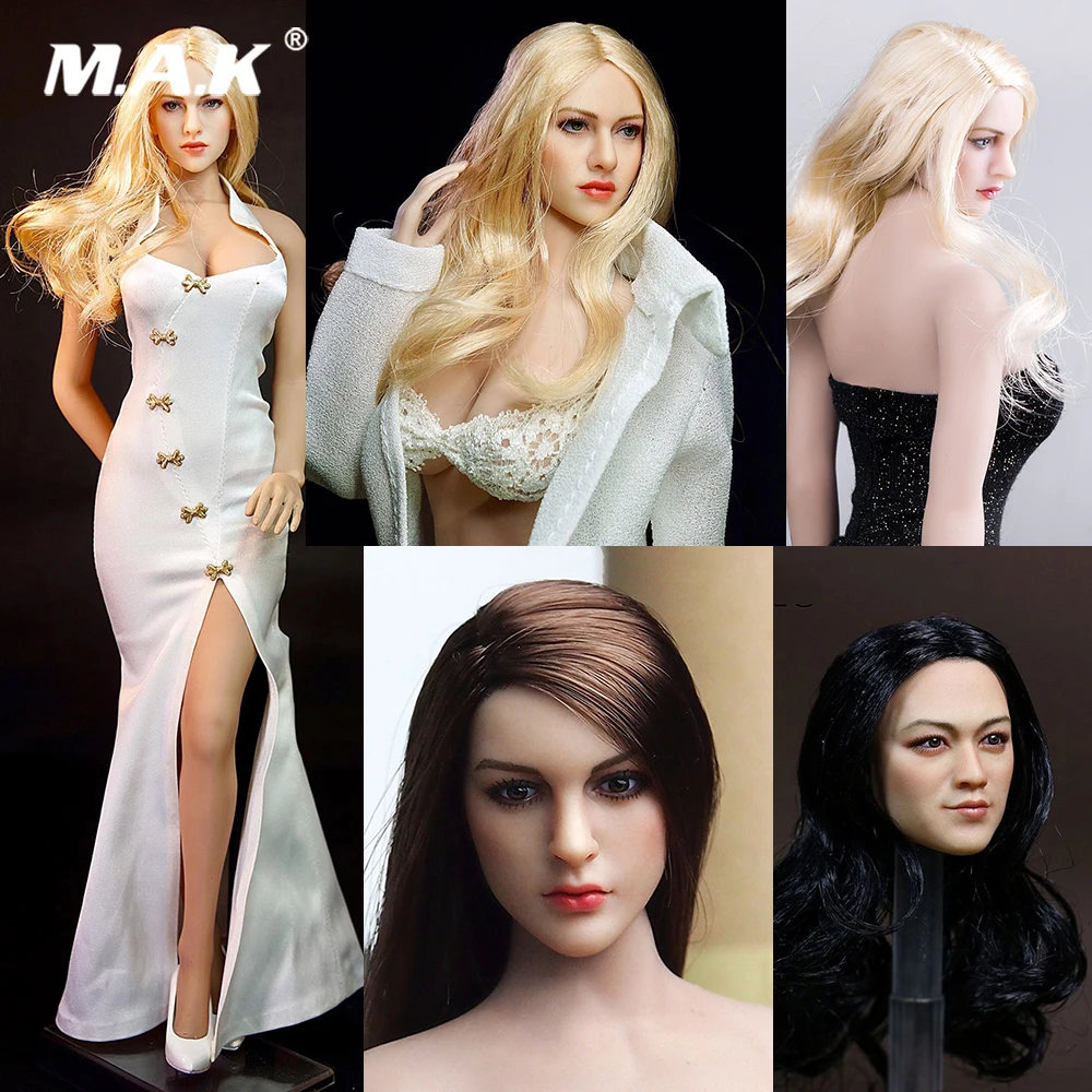 

1/6 Scale Sexy European Beauty Head Sculpt Carving KT004 KT005 KT006 KT007 KT008 Girl Head Carved Model for Suntan Action Figure