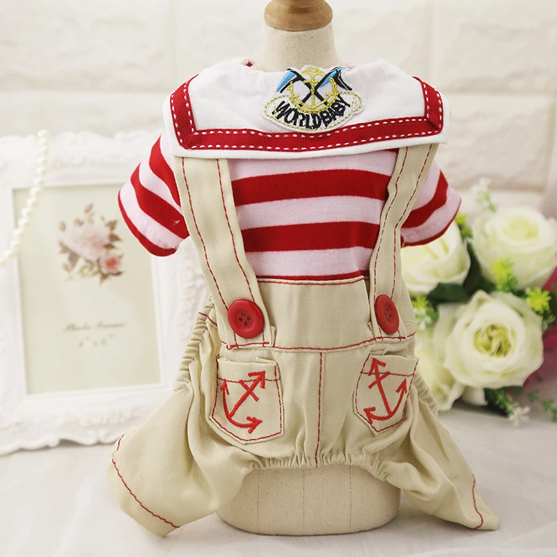 2018 новый джинсовый комбинезон в полоску морском стиле для собак и щенков 2 цвета