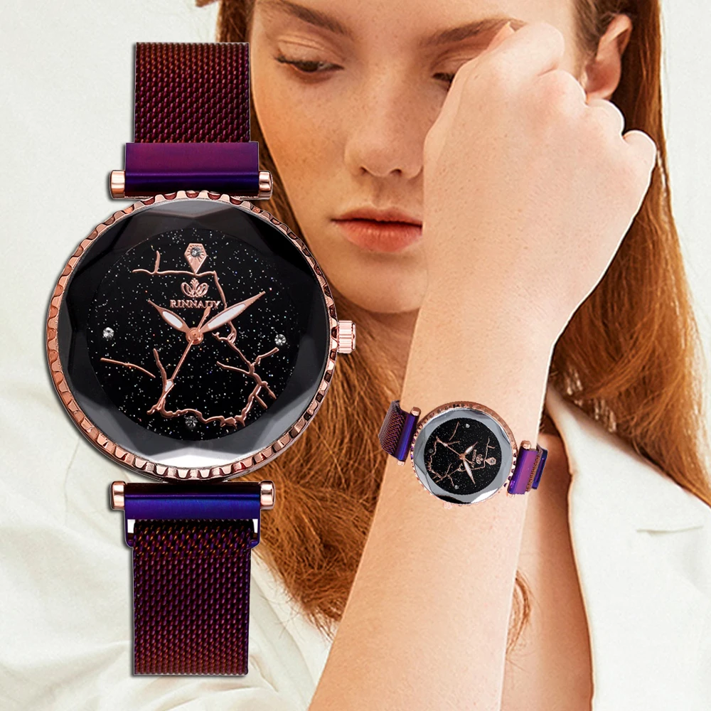 Фото Роскошные Кварцевые часы Звездное Созвездие с магнитной пряжкой для женщин