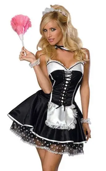 

S-5XL Sexy Women Dress Exotic Apparel Maid Sexy Late Nite French Maid Costume Servant Cosplay Plus Size 3S1058