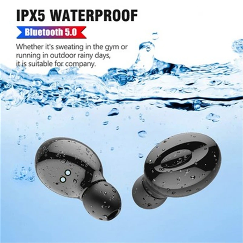 TWS IPX5 Bluetooth V5.0 наушники 3D стерео беспроводные мини с двойным микрофоном для