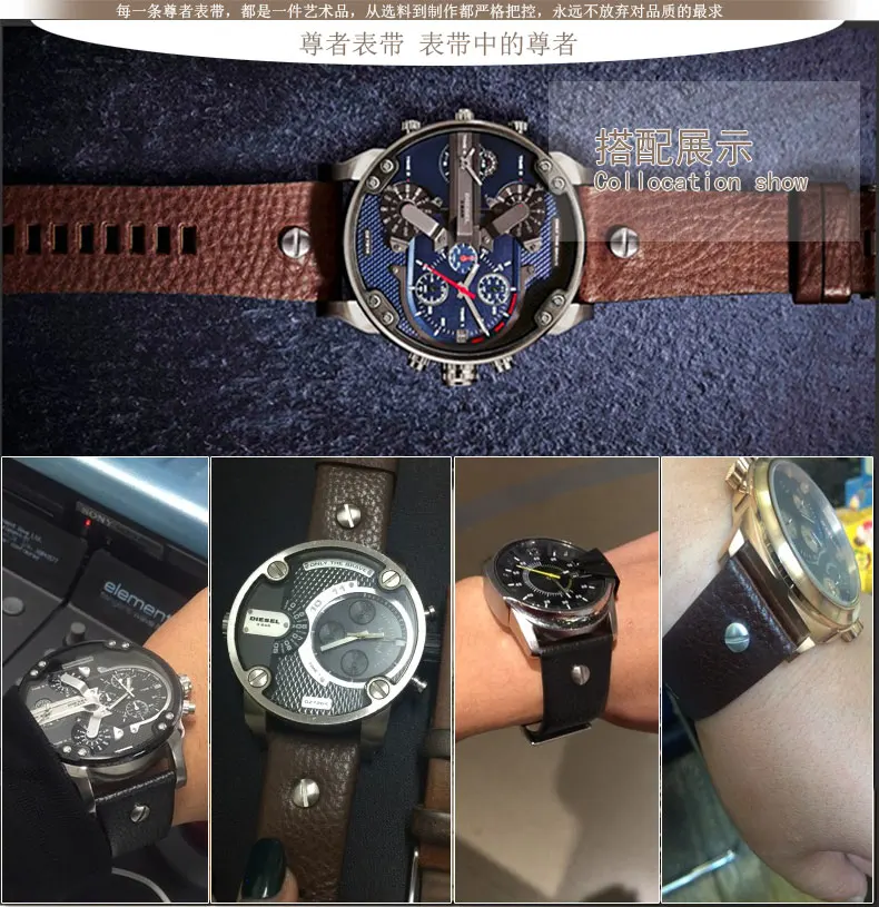 Ремешок Diesel из натуральной кожи для наручных часов 24 26 28 30 мм DZ7332 7413 7125 7265 мужской