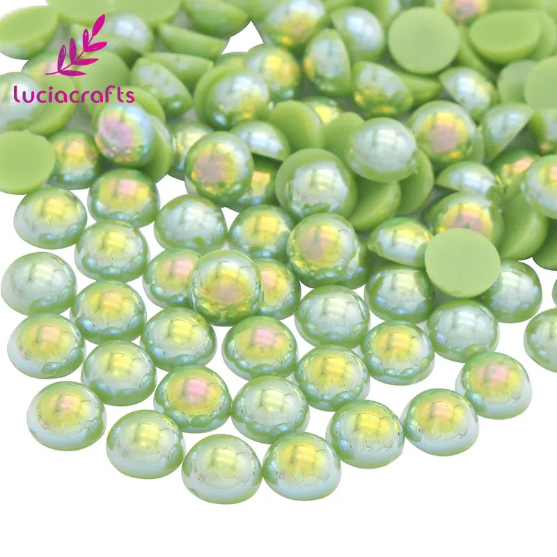 Green Lucia crafts 8 мм многоцветные полукруглые бусины из АБС-пластика, имитация жемчуга, бисер для рукоделия, 144 шт F0104 - Цвет: Green