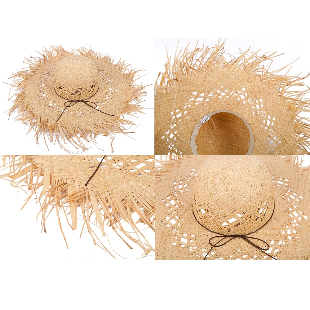 Женская Соломенная шляпка от солнца FS воздухопроницаемая пляжная из рафии с