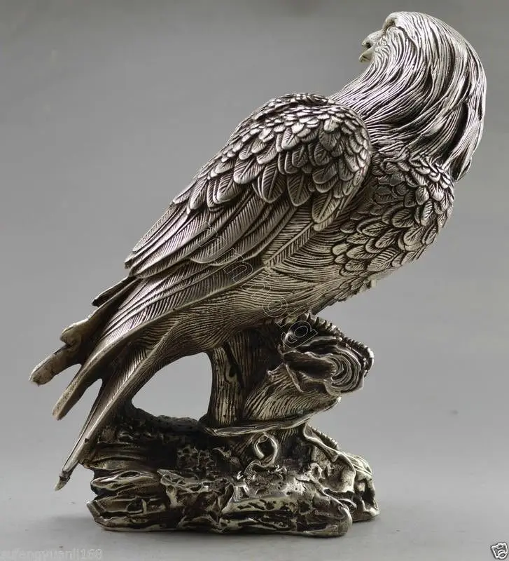 Коллекционный декор старая ручная работа тибетский серебряный вырезанный Орл на