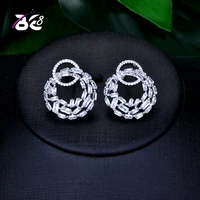 be 8 2018 luxury new fashion round shape statement earrings fashion cubic zirconia stud earrings for women wedding jewelry e741