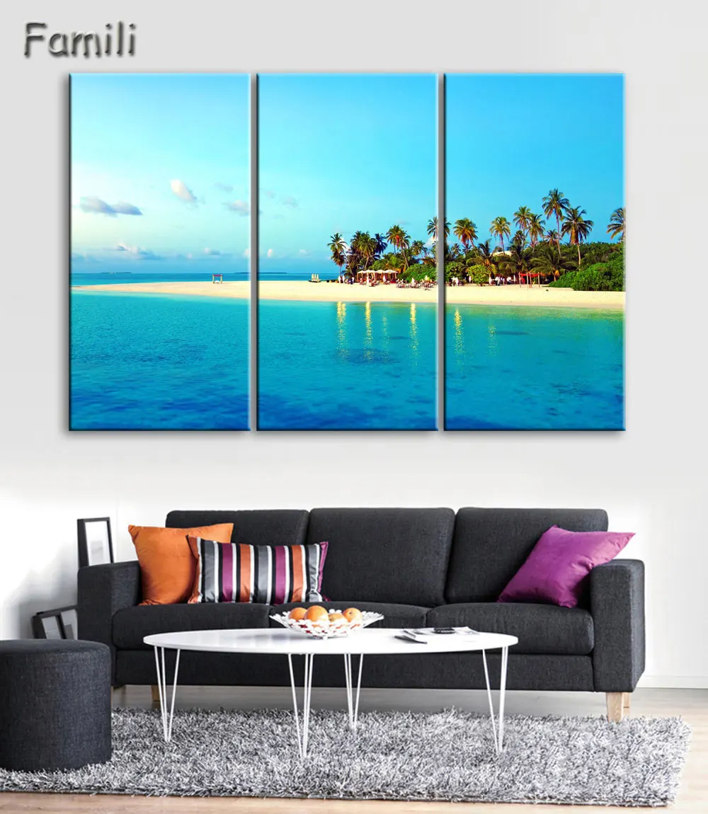 3 шт. морской плавательный бассейн пейзаж современная живопись маслом рисование