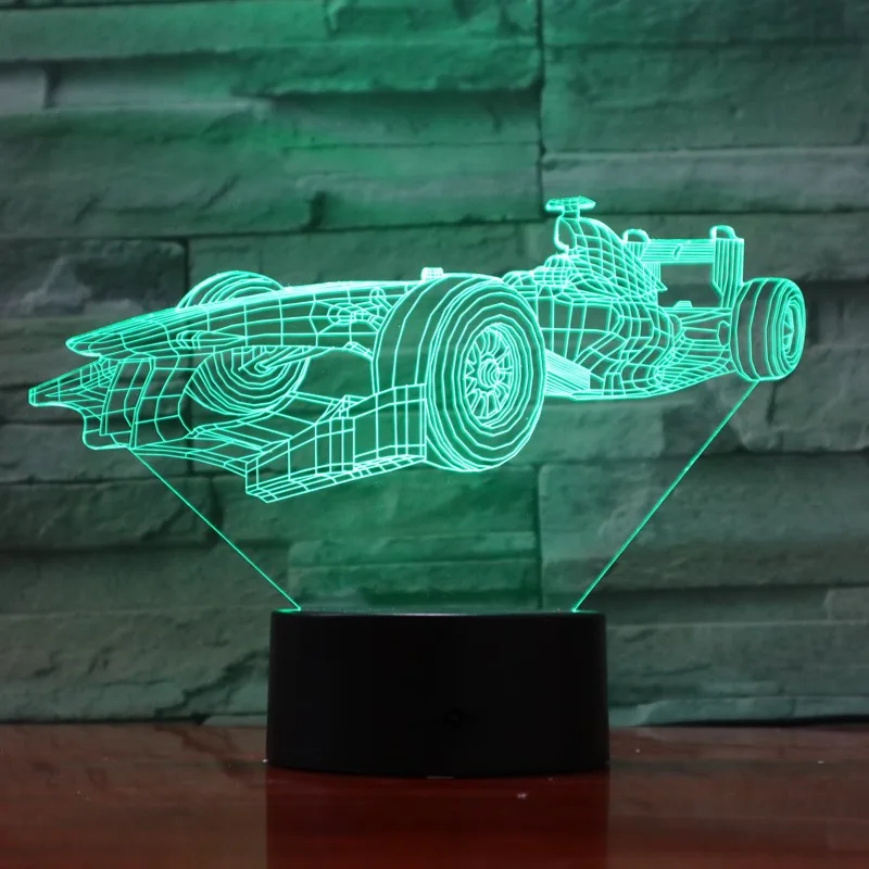 VCity Racing Car Vehicle 3D Lamp Night Light LED Bulb Multi-color Flashlight Flash Fade Best Gifts For Kids Home Decor Bedside | Освещение