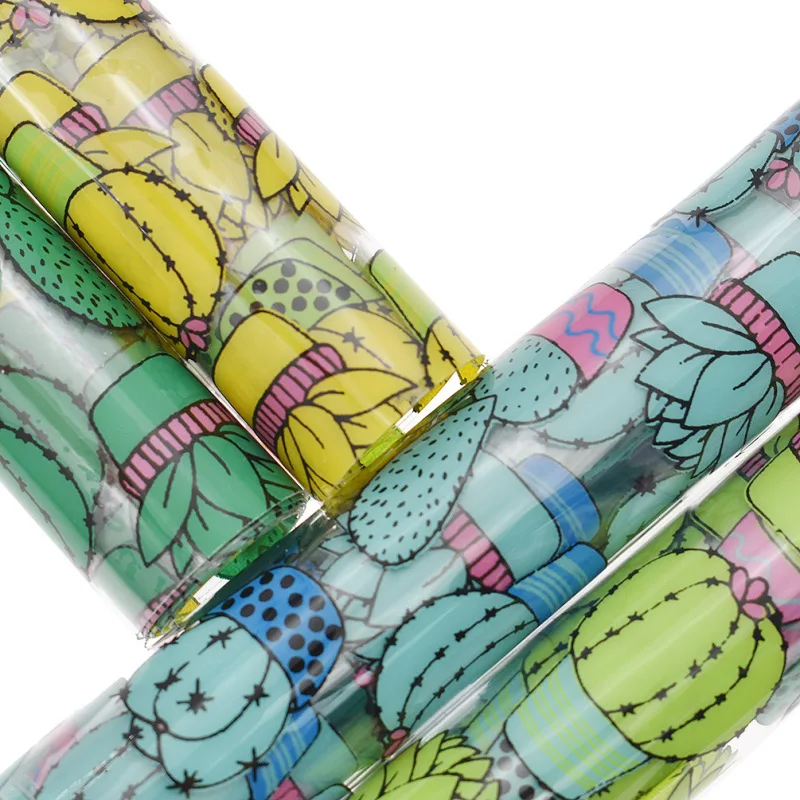 1/2 ярд кактус печатная ткань прозрачный ПВХ искусственная кожа винил для луков