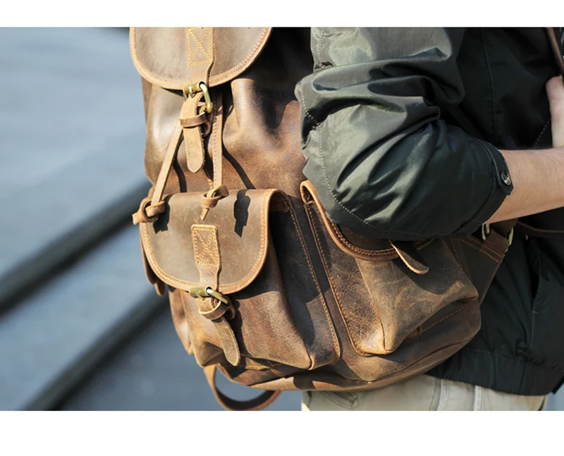 AETOO Mad Horse Leather large capacity double shoulder bag male imported head cowhide handmade leather travel Bag