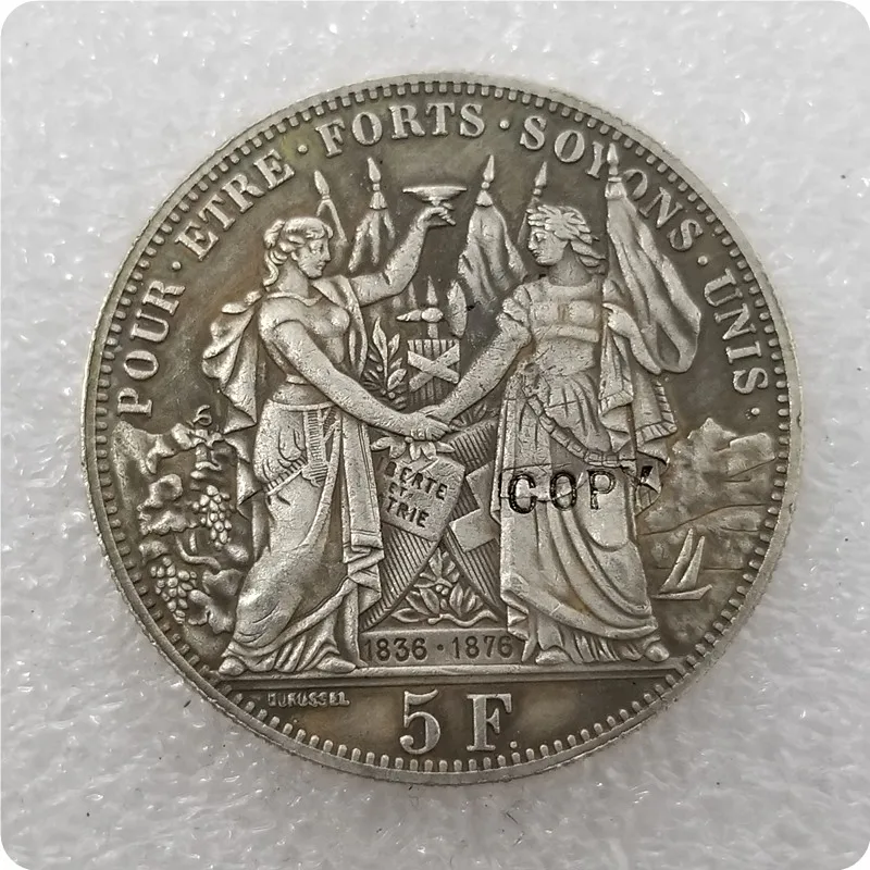 1876 Швейцария 5 Франкен съемка фестиваль копия памятных монет-копия монет медаль