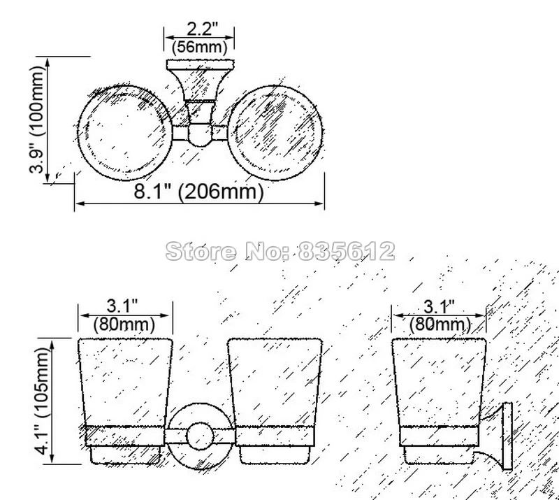 Antique Brass Toothbrush Holder with Two Ceramic Cups Wall Mounted Wba033a | Обустройство дома