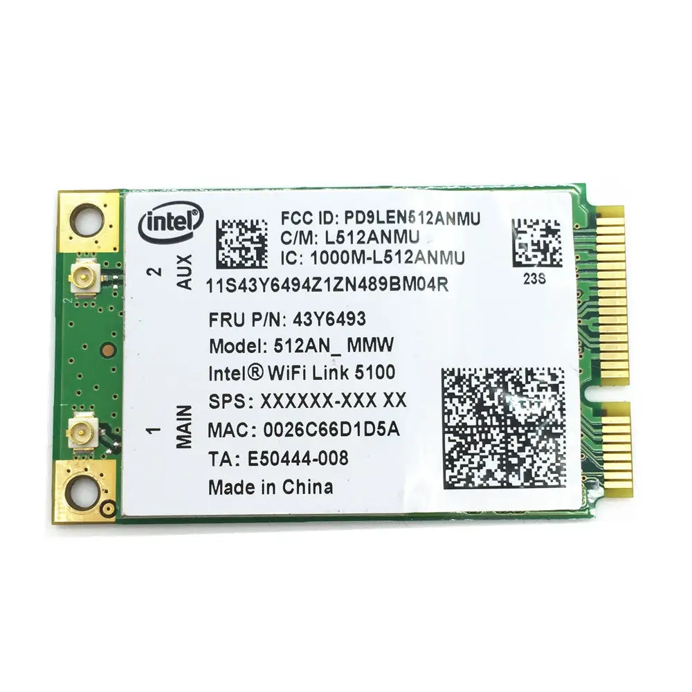 Мини карта pcie для IBM Lenovo Intel 512AN_MMW 5100 300M wireless N WiFi mini full PCI E 43Y6493|Сетевые карты| |