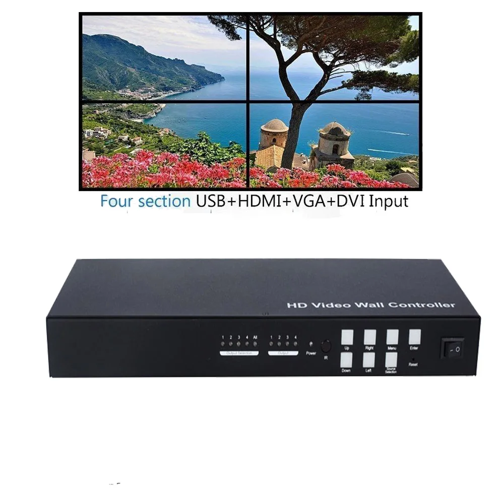 Многоканальный HDMI VGA AV USB видеопроцессор 1x4 2x2 с каскадной функцией поддерживает 3x3