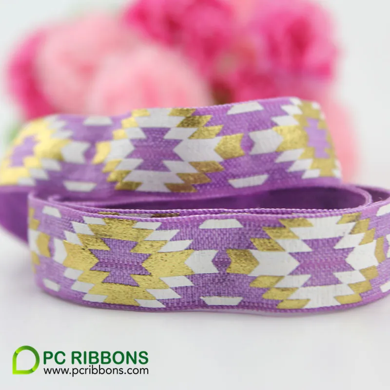 PC 16mm 5/8&quot gold screen and foil print fold over ribbon for DIY headwear | Дом и сад