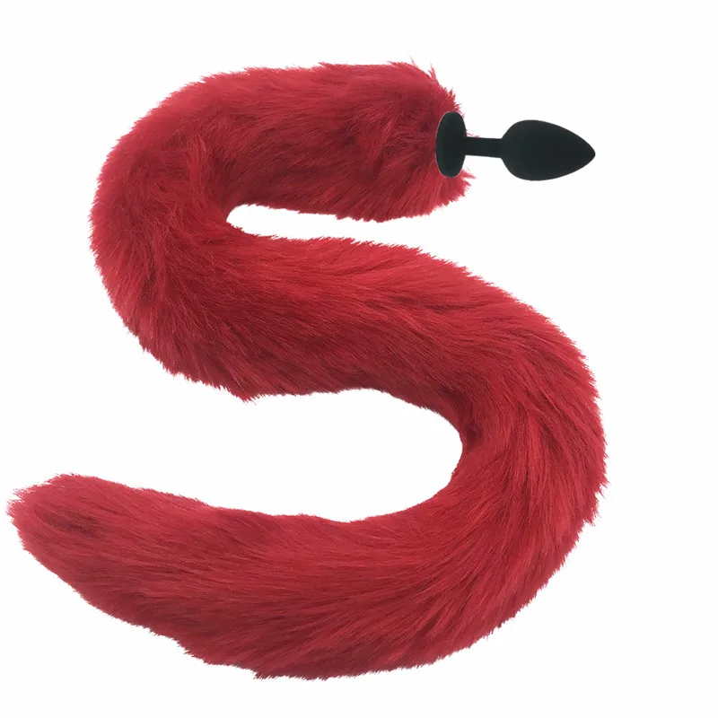 80 см длинный Лисий хвост Новая Сексуальная Силиконовая Анальная пробка черный