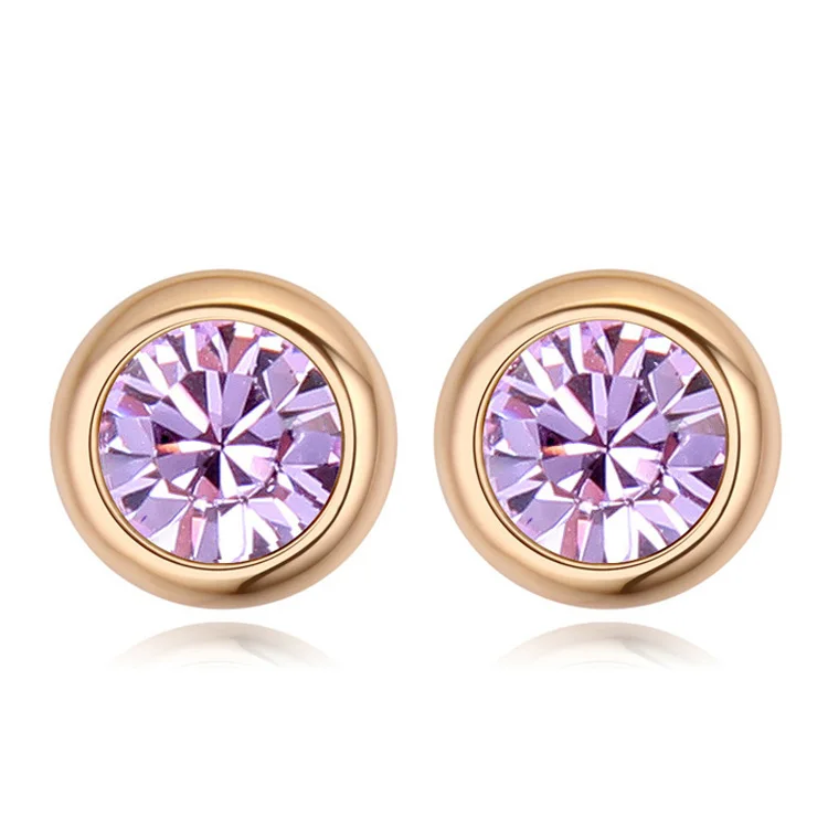 BAFFIN оригинальные серьги-гвоздики с круглыми кристаллами от Swarovski для женщин, вечерние аксессуары, подвески золотого цвета, свадебные украшения - Окраска металла: Violet