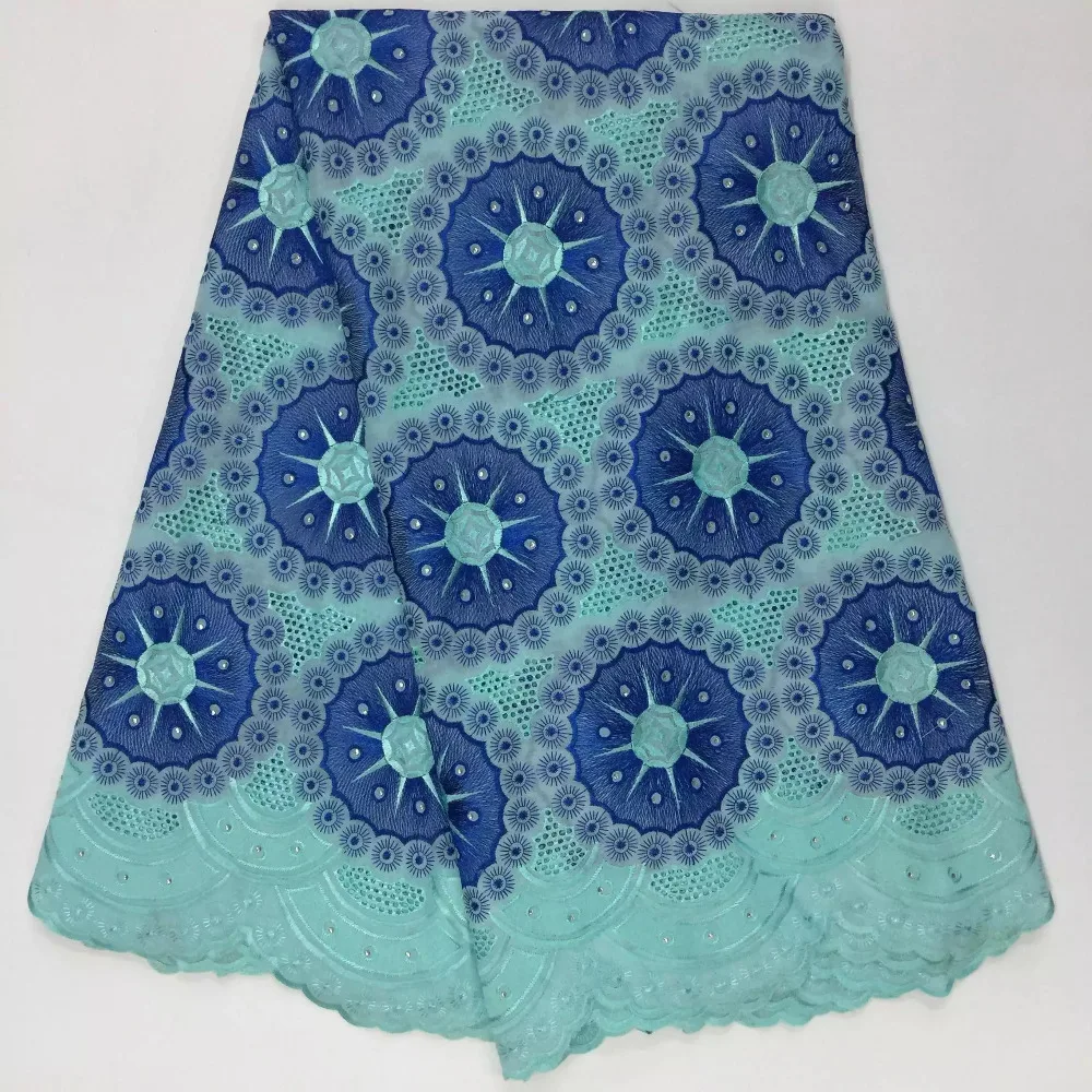 African Cotton Swiss Voile Lace Fabric High Quality Stones In Switzerland cotton african lace fabric blue PS110 | Дом и сад