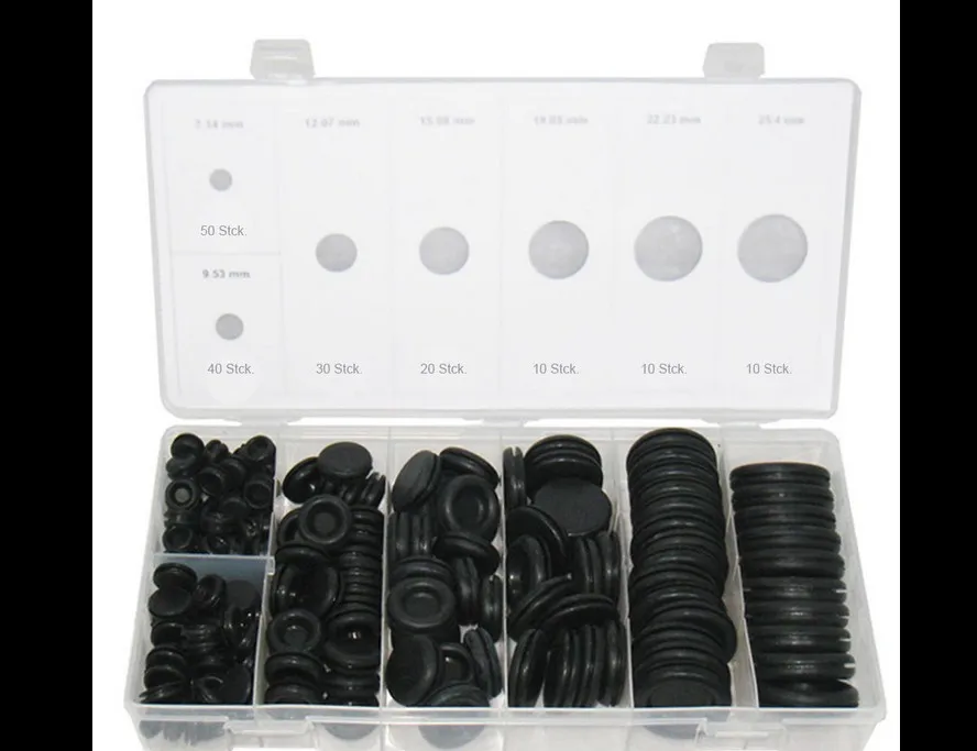 

170pcs Black Rubber Grommet Firewall Hole Plug Retaining Ring Set Car Electrical Wire Gasket Kit For Cylinder Valve Water Pipe