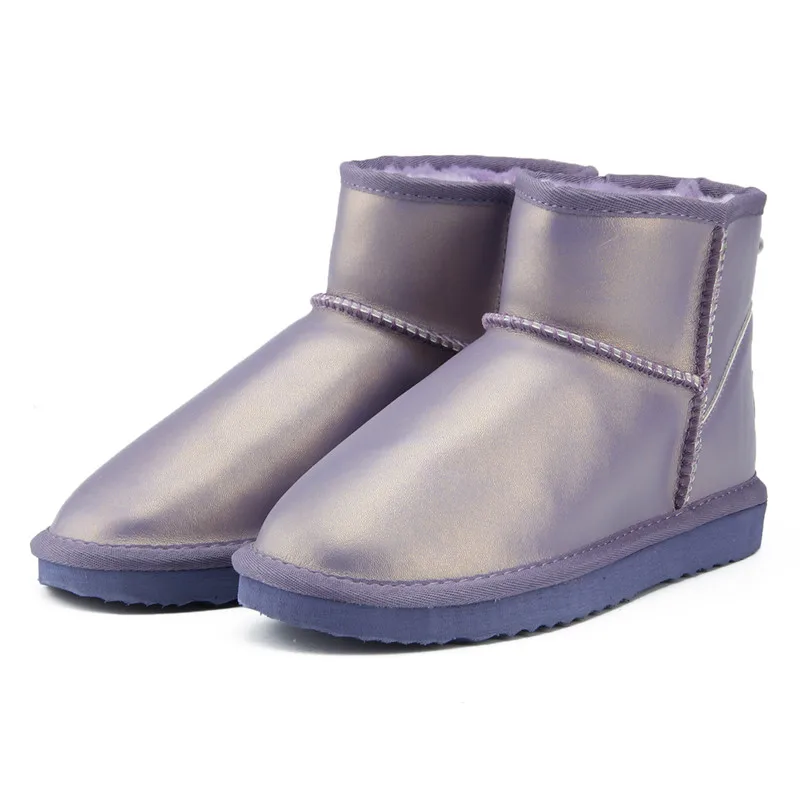 Metal Purple JXANG/Лидер продаж; Брендовые женские зимние ботинки; ботильоны из натуральной яловой кожи; теплые зимние ботинки; женская обувь; 23 Цвета - Цвет: Metal Purple