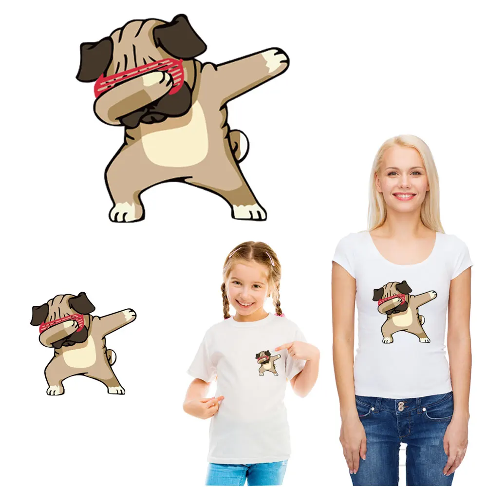 

Hip-hop Dog Ironing Stickers for Parent-child Patches for Clothing Diy T-shirt Decoration Transfert Thermocollants Parches