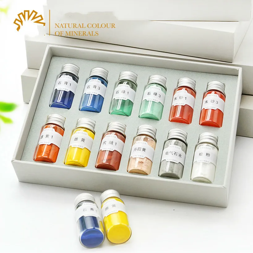 Минеральные пигменты 12 цветов китайские для живописи Thangka масляные краски товары