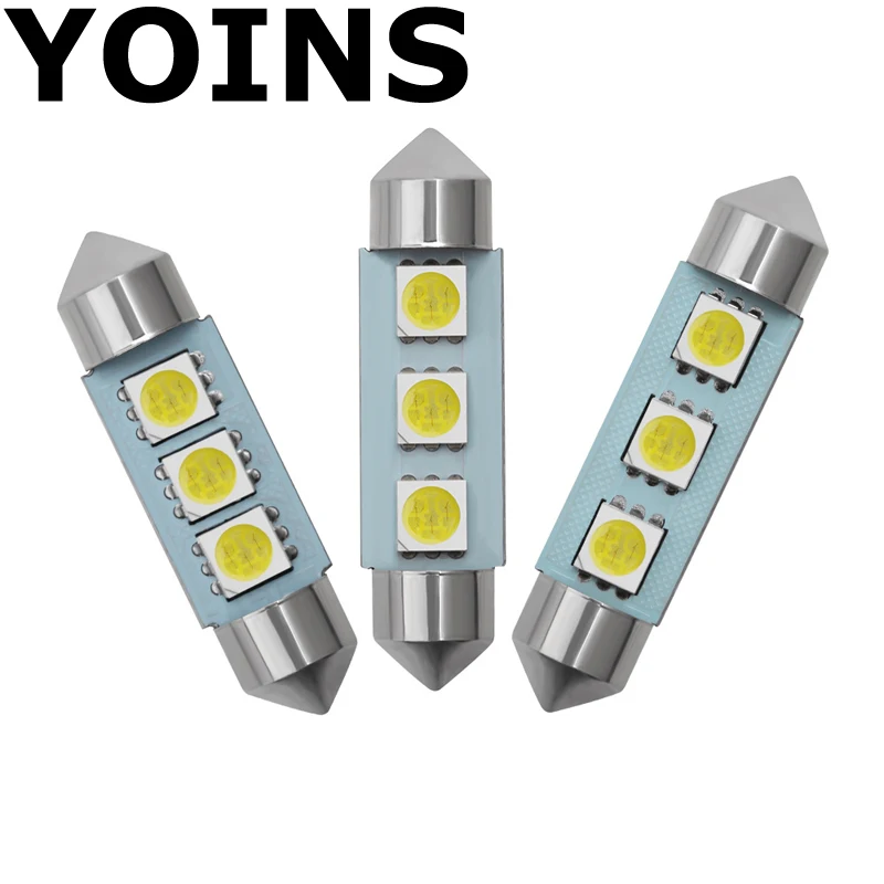 2 шт./лот 31 мм 36 39 41 3 SMD 5050 Светодиодная чисто белая Автомобильная гирлянда для