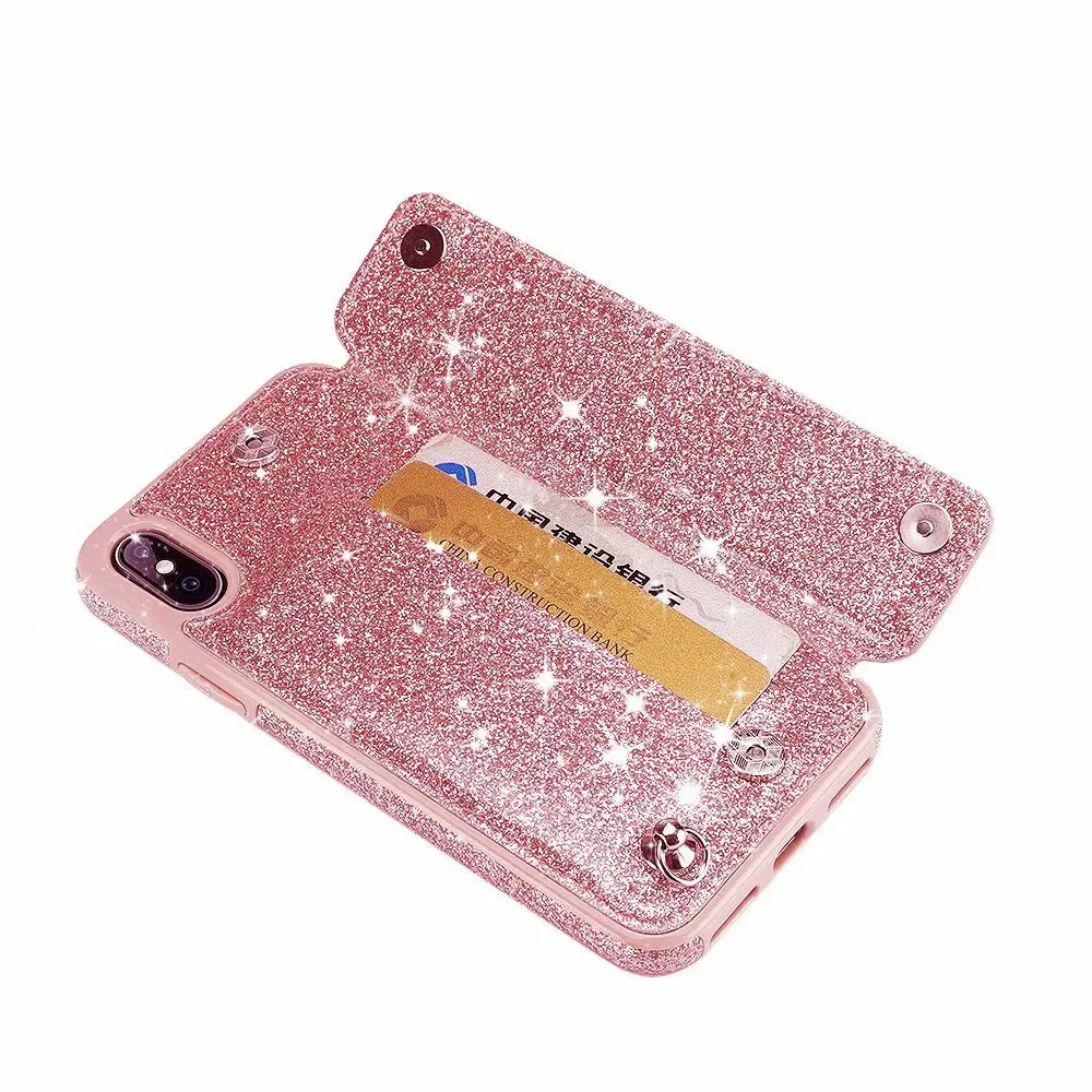 Чехол кошелек для iPhone Xs блестящий чехол мобильного телефона из искусственной