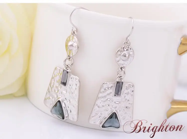 Women CZ Diamond Fashion Jewelry Brincos Vintage Exaggerated Black Big Crystal Chunky Silver Plated Statement Dangle Earrings | Украшения и