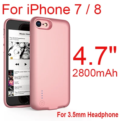 Ультра тонкое зарядное устройство Powerbank чехол для iPhone 7 8 Внешний Аккумулятор Чехол для iPhone 7 8 Plus аудио разъем 3,5 мм наушники - Цвет: for iphone 7 8