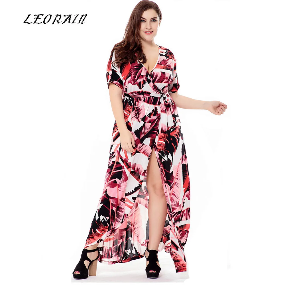 2017 Длинные Новые летние код печати пляжное богемное большой размер платье макси