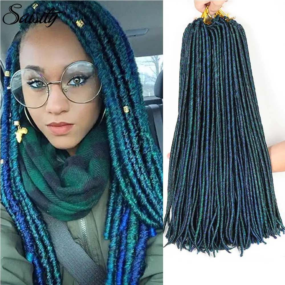 Saisity, на крючках, косички, искусственные локоны в стиле crochet волосы 1" 18" 24 шт./пакет коричневый цвет синтетические волосы плетение волос дреды - Цвет: M#Синий