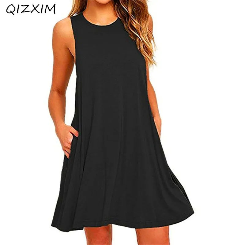 Новинка 2018 женские платья евро-американское платье без рукавов простая Женская