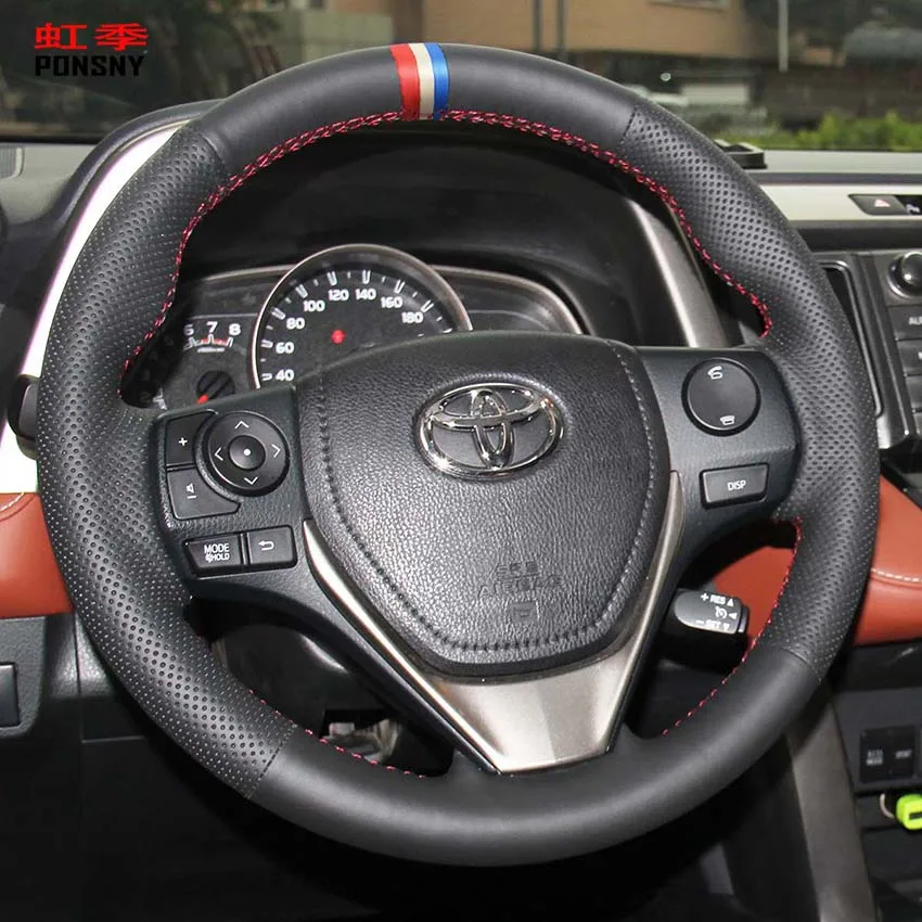 PONSNY искусственная кожа Чехлы рулевого колеса автомобиля для Toyota RAV4 2013- Corolla- Auris 2013- Scion iM