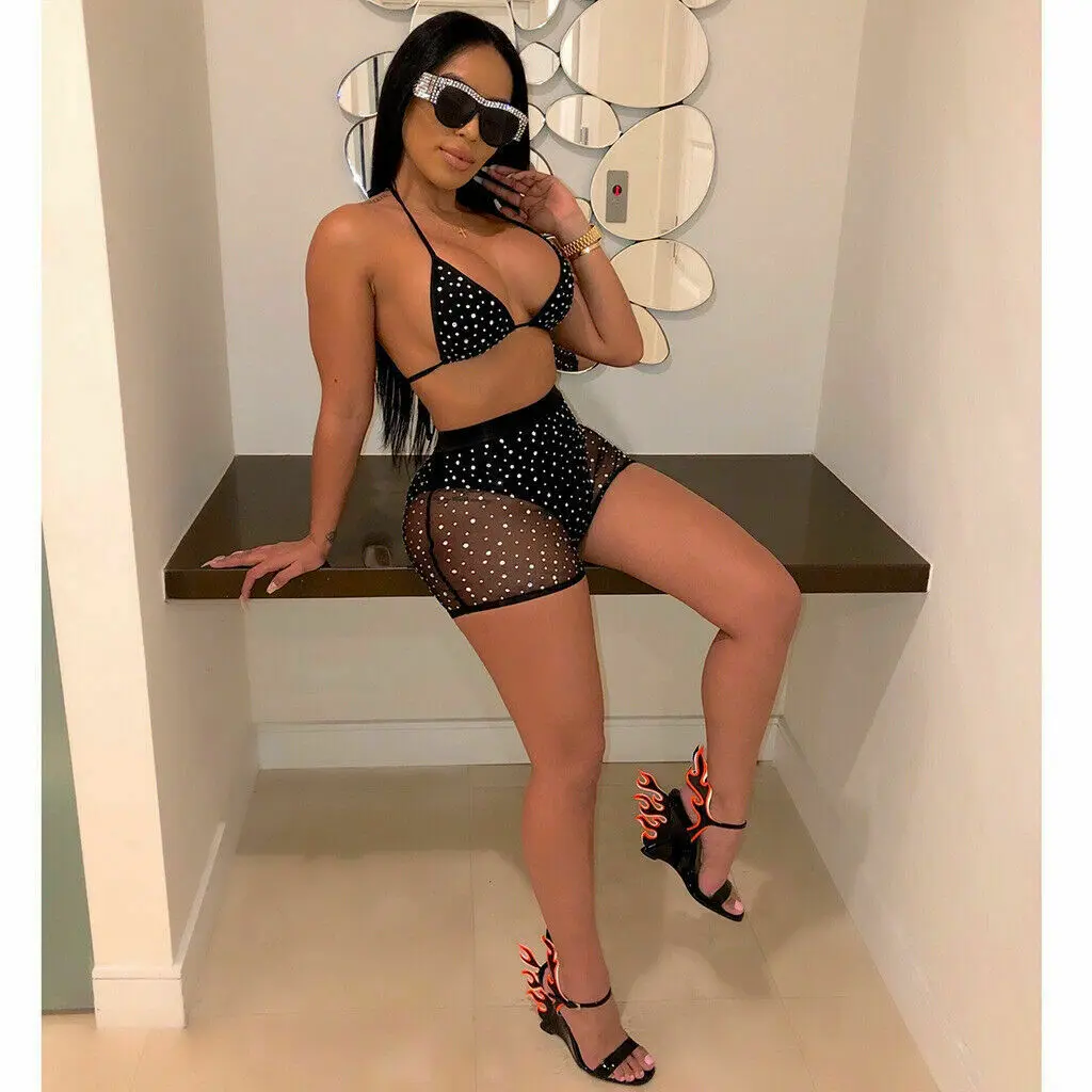 2019 Sexy Sequins 2Pcs Womens Bandage Bikini Set Push-up Padded Bra Suit Swimsuit Swimwear Summer Bathing Holiday | Женская одежда