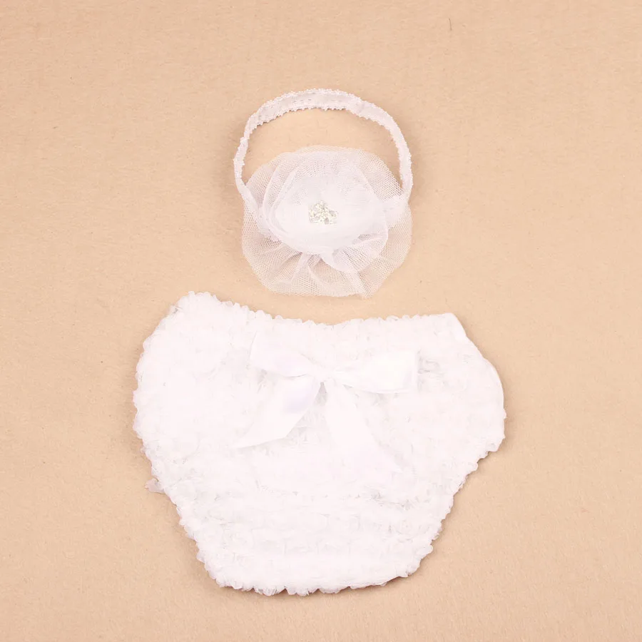 Детские кружевные трусы и повязка на голову с рюшами для девочек комплект