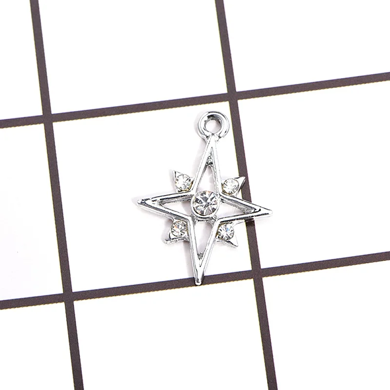 Элегантная звезда/металлические подвески с подсветкой, Стразы/имитация жемчуга, подвеска-планировщик для изготовления украшений вручную, подарок для женщин, 10 шт - Окраска металла: sliver star 02