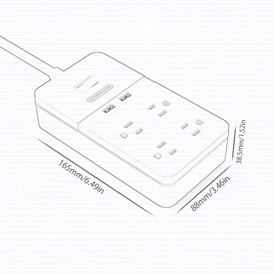 NTON POWER FPC USB удлинитель питания защита розетки от скачков напряжения 4 выхода 2 usb
