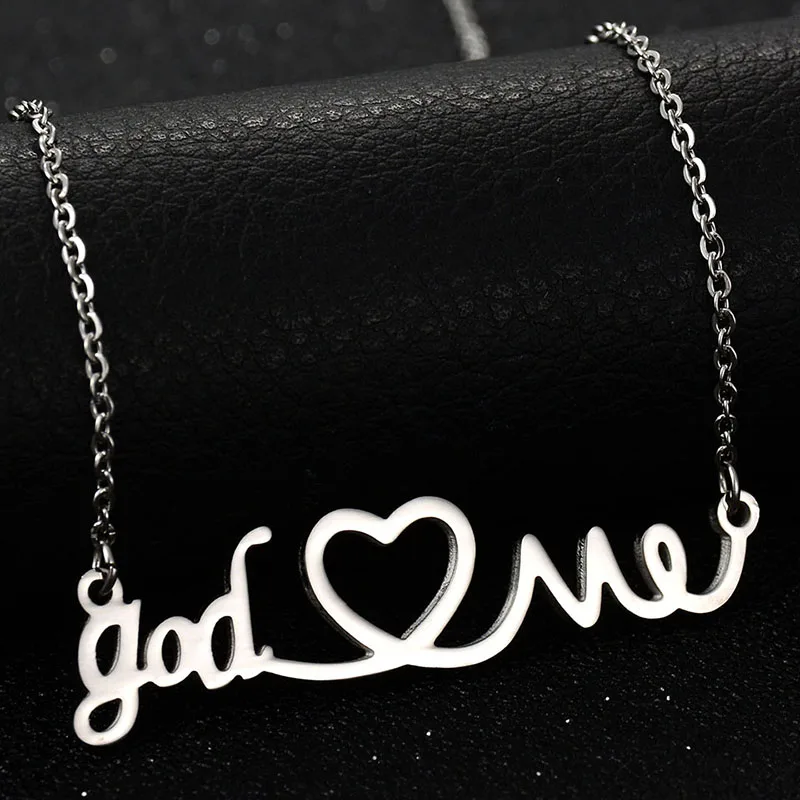 Женское Ожерелье с монограммой Uzone God Love Me золотое ожерелье из нержавеющей стали