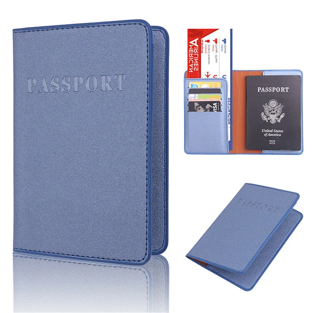 

Pure Color Passport Cover for Men Women PU Leather Cards Passport Holder Wallet Luxury Travel Passport Case
