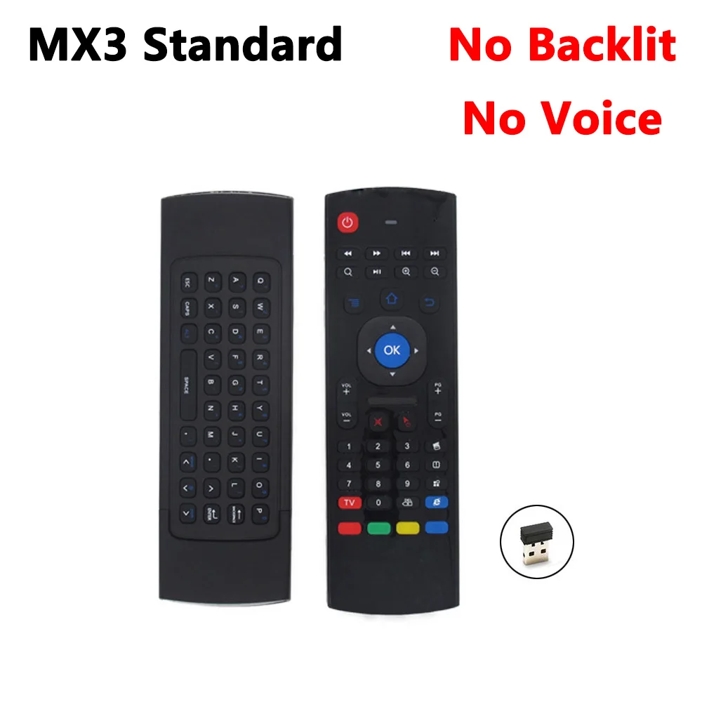 EN no backlit no mic MX3 MX3-L с подсветкой Air mouse T3 умный пульт дистанционного управления 2,4G RF Беспроводная клавиатура для X96 tx3 mini A95X H96 pro Android tv Box - Цвет: EN no backlit no mic