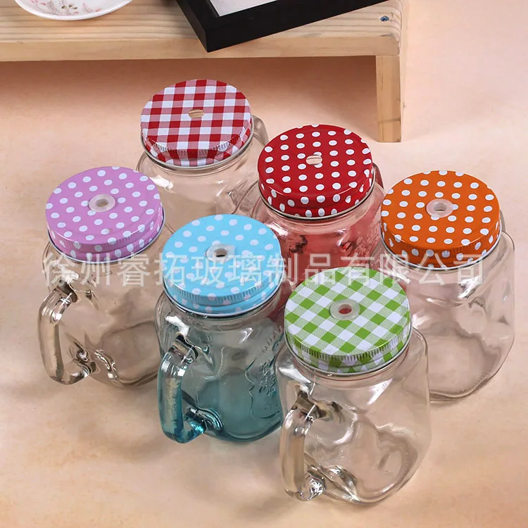 400ml Creative color gradually changing Mason cup cock water and juice tea bottle my cute | Дом и сад