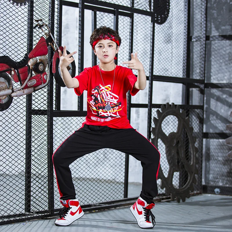 Children's Hip Hop Dance Costume Boys and Girls Short Sleeve Jazz Kids Clothing Modern DJ Stage Dress |