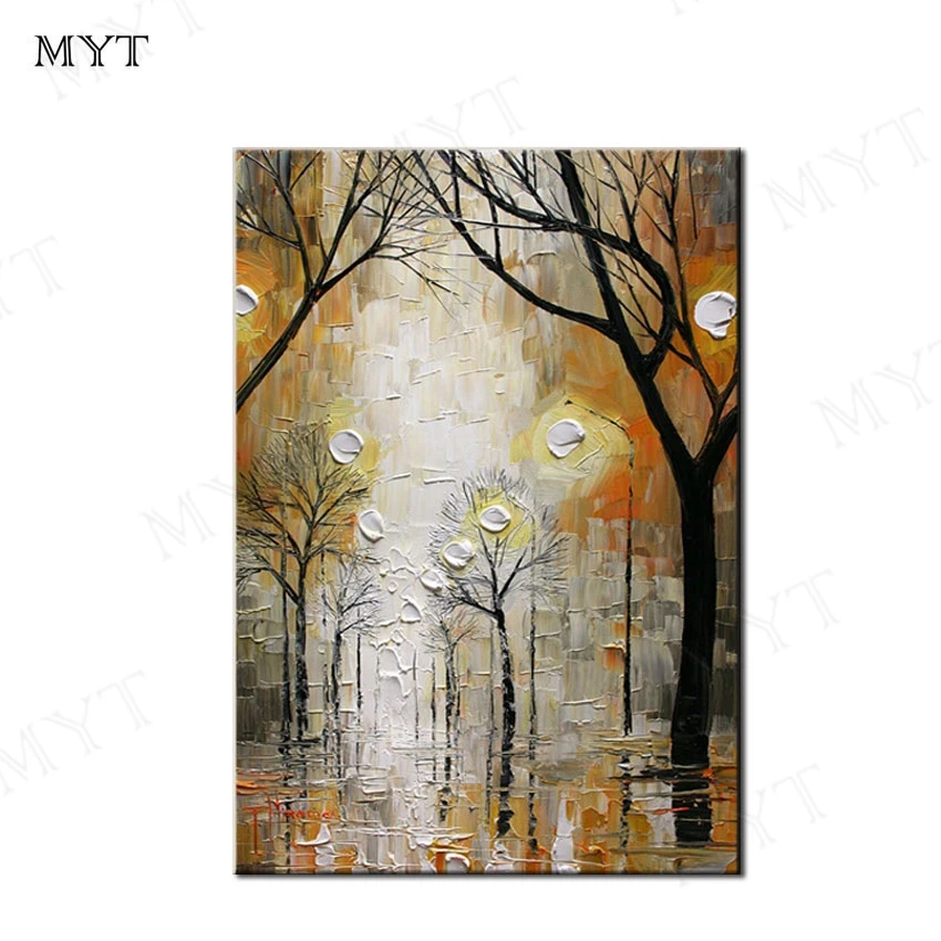 

Unframed cheap Wall art picture Handpainted Modern abstract winter scenery Oil Painting on canvas for Living Room home Decor