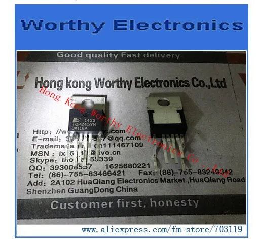 

Free shipping 10pcs/lot TOP245YN TOP245Y TOP245 IC OFFLINE SWIT UVLO HV TO220