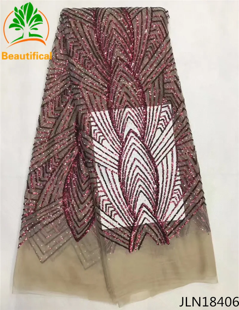 Красивый французский чистая кружевной Королевский Синий Блестки ткани высокое