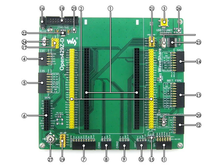 Детская плата и Расширительная + 10 модульных комплектов STM32F429I STM32 Cortex M4 макетная #