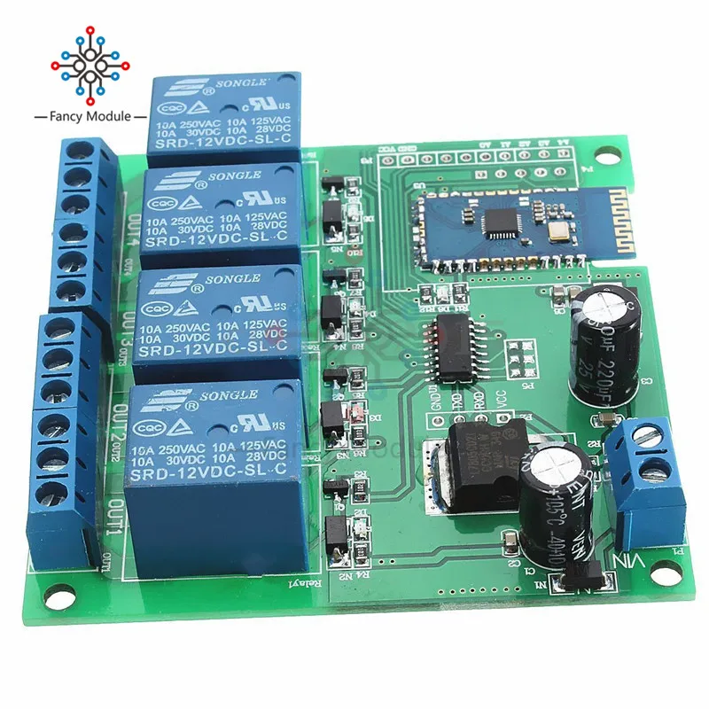 Релейный модуль с Bluetooth 12 В постоянного тока 4 канала|bluetooth relay module|12v modulemodule |