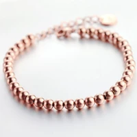 yun ruo smooth steel ball couple bracelet fashion jewelry titanium steel rose gold color valentine gift free shipping not fade